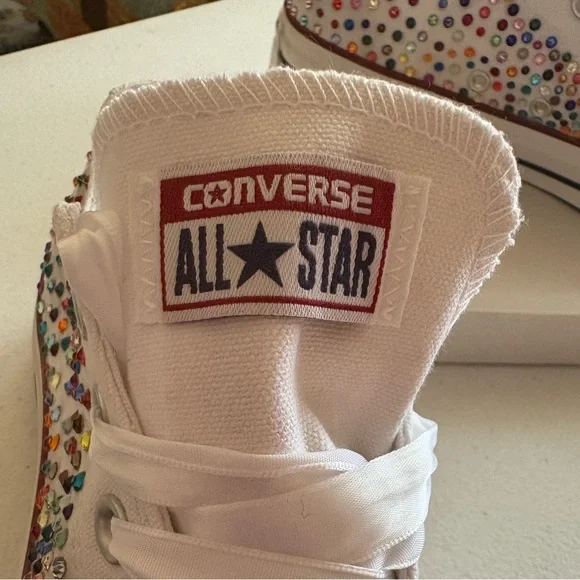 Converse Custom Multicolor Rhinestone Kicks! Sz 8 Woman. Low top one of. Kind! - Picture 11 of 16